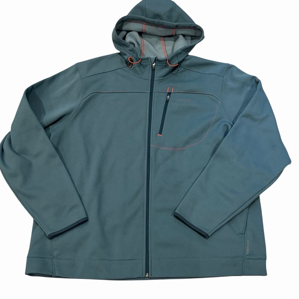 Eddie Bauer Motion Mens Teal Green Hooded Full-Zip Jacket 2XL FreeHeat Active